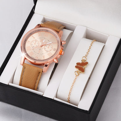Cute Butterfly All-match Watch Color Wheel Double-layer Ladies