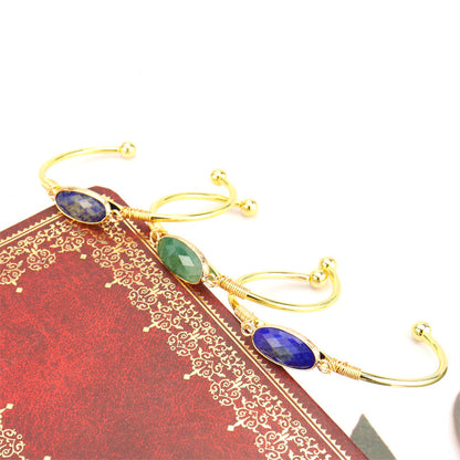 Crystal Stone Moonstone Gold-Edged Bracelet