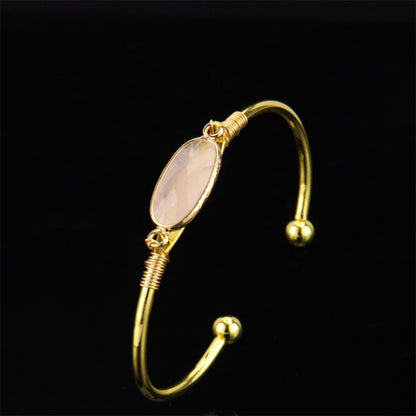 Crystal Stone Moonstone Gold-Edged Bracelet