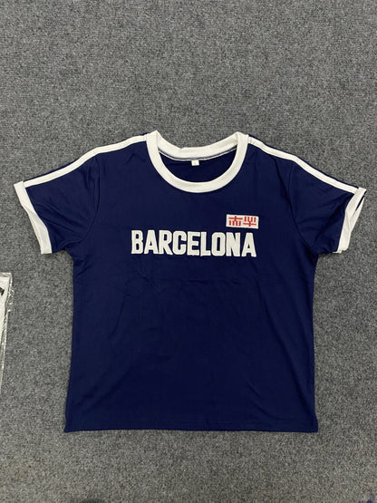 Women's American-style Vintage Short T-shirt And Shorts
