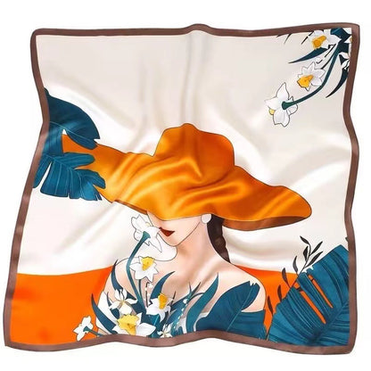 Womens Lightweight Spring Summer Silk Scarf Sun-protective Neck Gaiter And Hair Tie