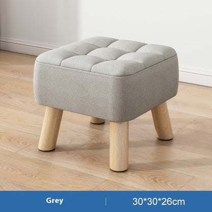Solid Wood Stool Short Household Minimalist Fabric