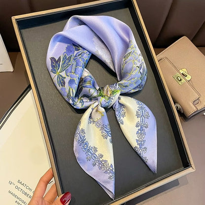 Womens Lightweight Spring Summer Silk Scarf Sun-protective Neck Gaiter And Hair Tie