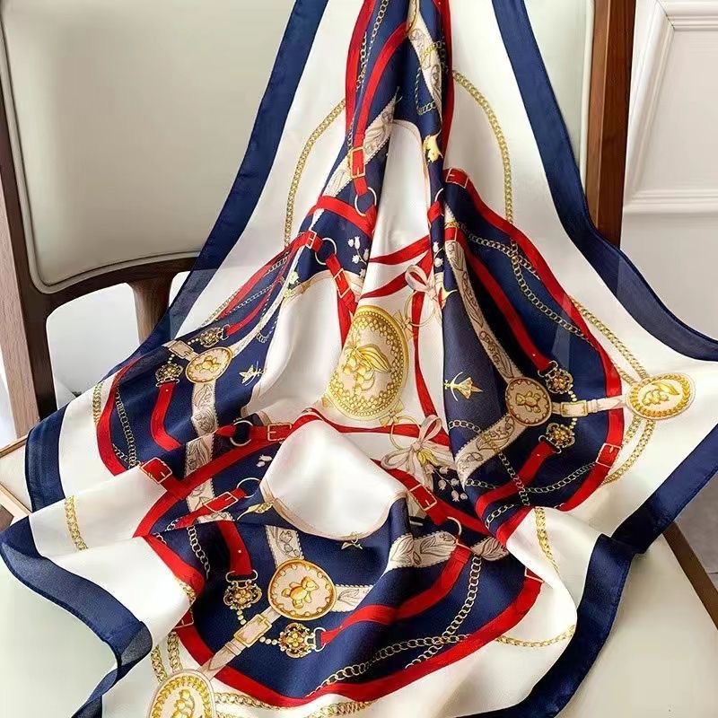Womens Lightweight Spring Summer Silk Scarf Sun-protective Neck Gaiter And Hair Tie